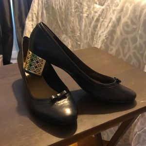 Tory Burch Navy Block Heel Pump